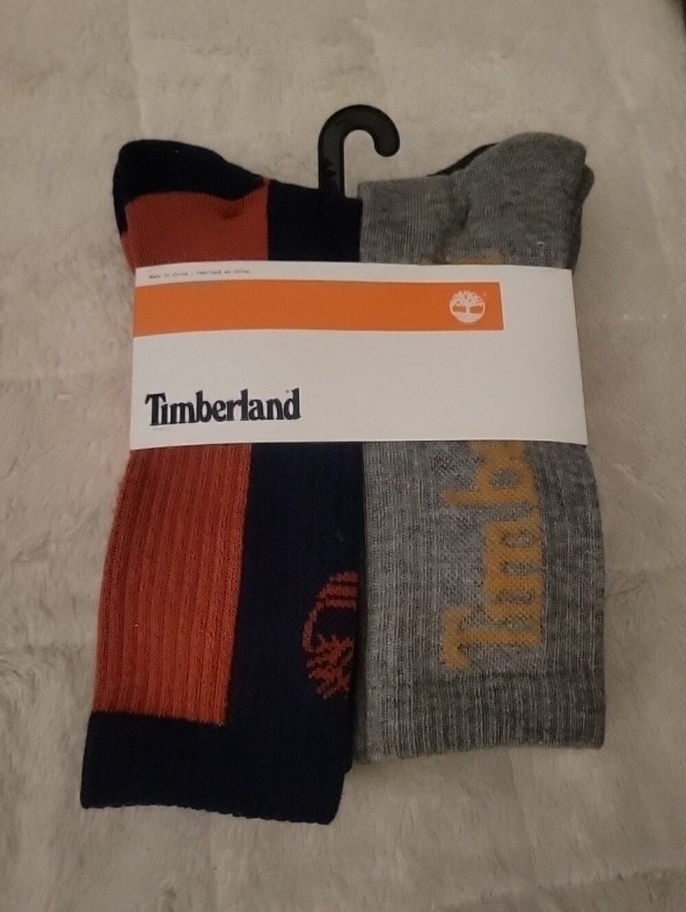 Timberland Men’s Performance 6-Pack Crew Socks — Orange, Navy & Gray Large 9-12
